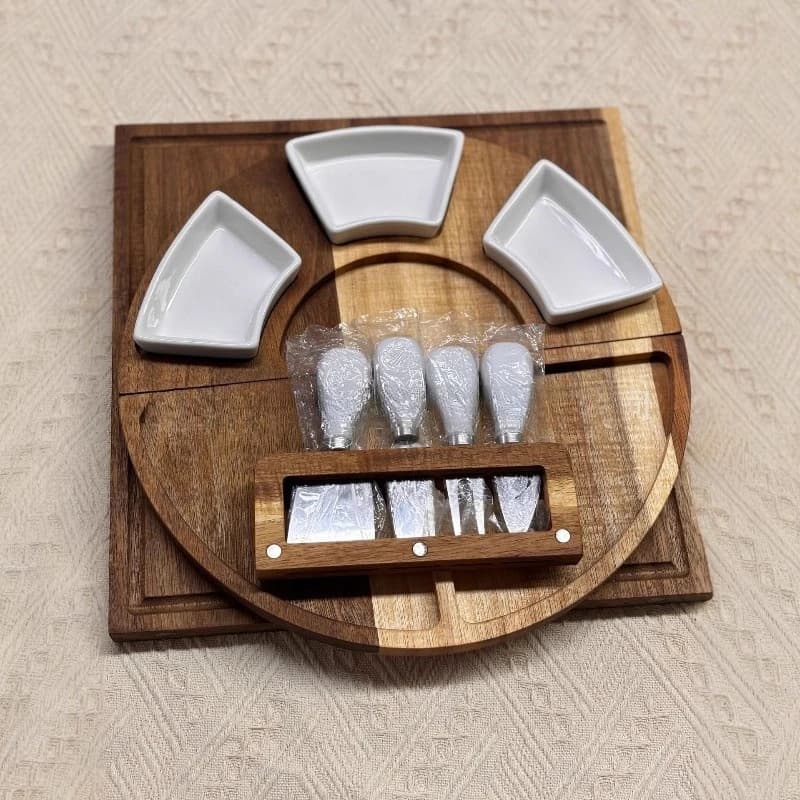 Magnetic Cheese Tray Set with White Dish + Tools Home Party Picnic