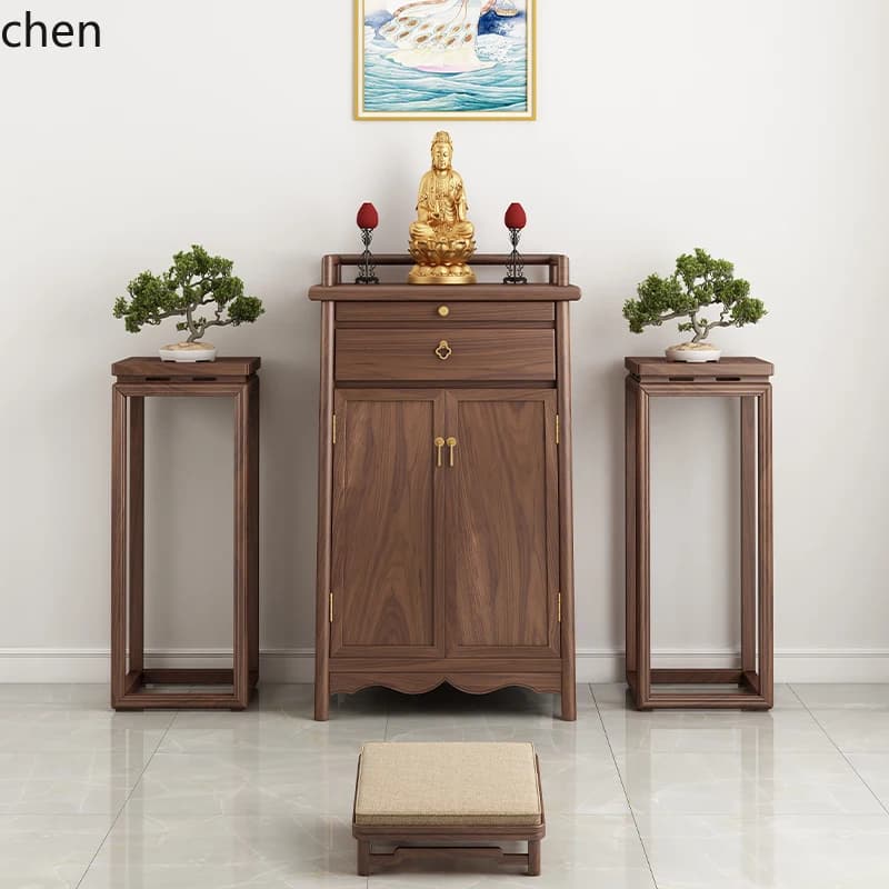 a6 Chinese-style Guan Gong solid wood table incense table modern God of Wealth small Buddha  Buddhist