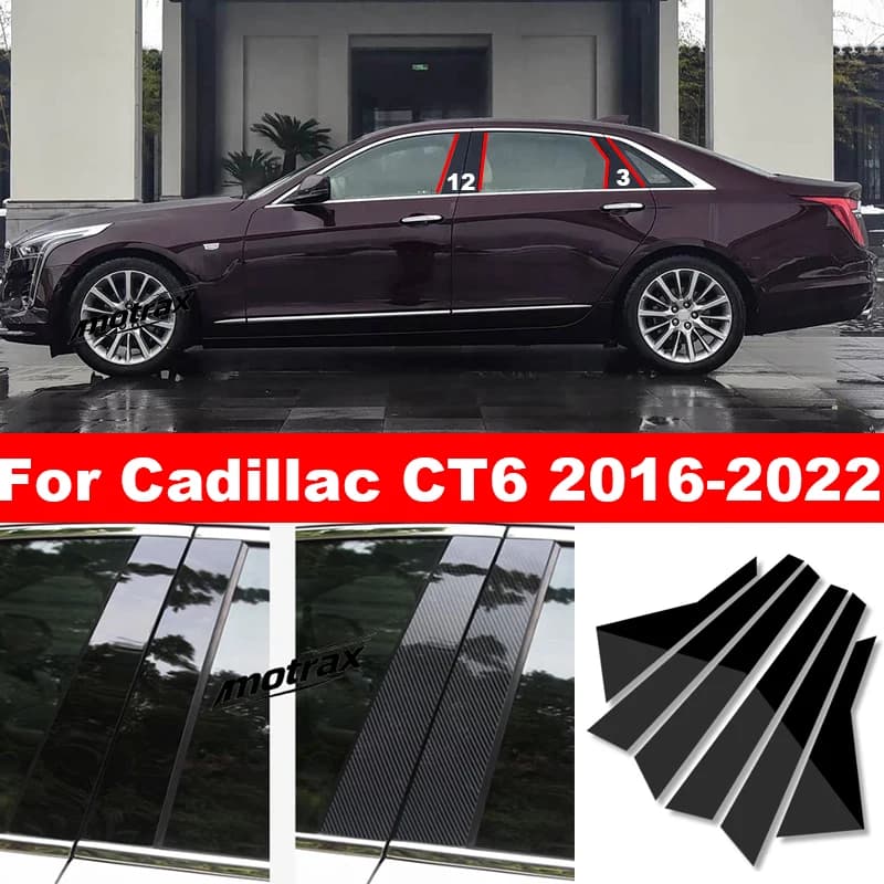 For Cadillac CT6 2016-2022 Car B C Pillar Stickers PC Window Trim Cover Middle Pillar Decorative Exterior Accessories
