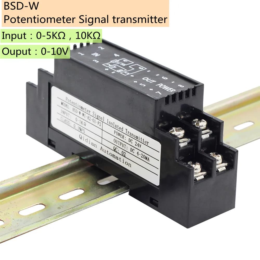BSD-W Potentiometer Signal Converter Transmitter for 0-1k Ohm/0-5k Ohm/0-10k Ohm Input 4-20mA 0-10V Output