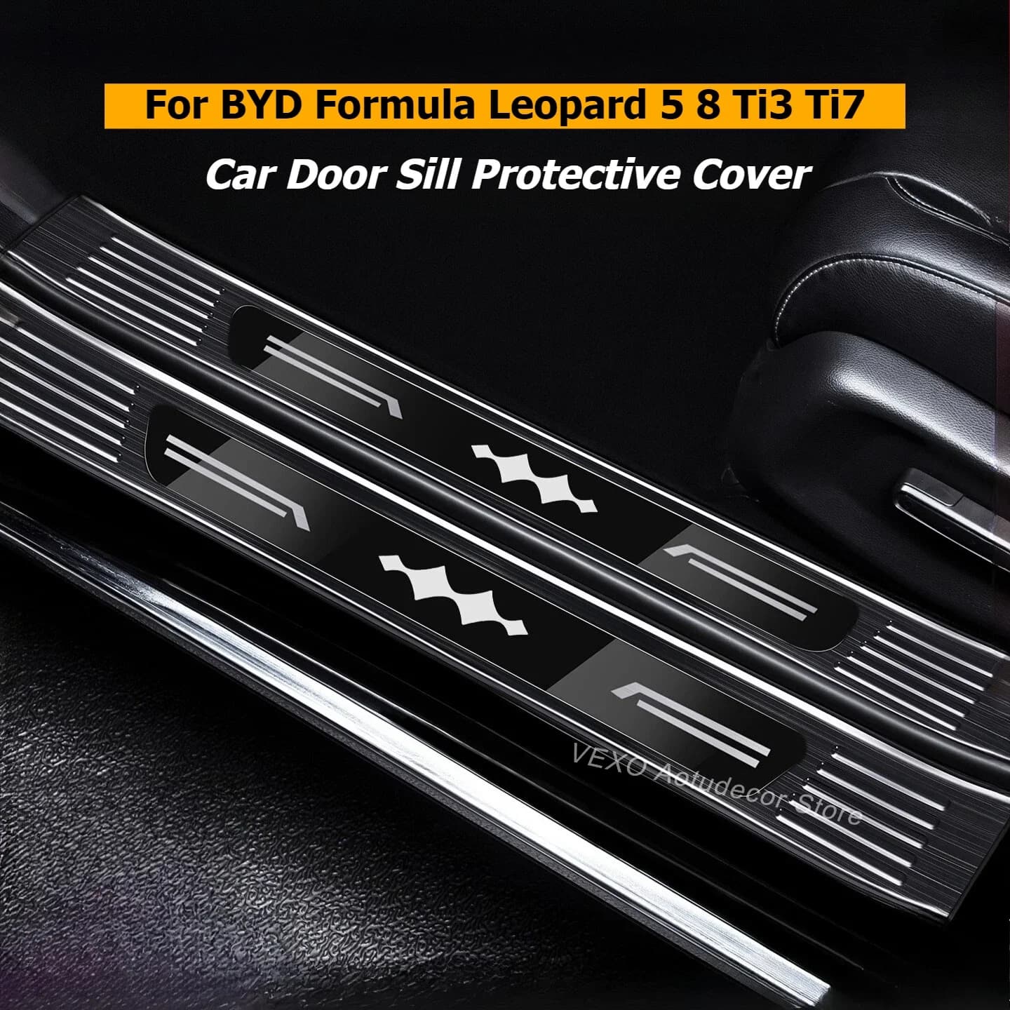 For BYD Formula Leopard 5 8 Ti3 Ti7 Car Door Sill Protective Cover Sticker Stainless Steel Welcome Pedal Scuff Plate Trim Decor
