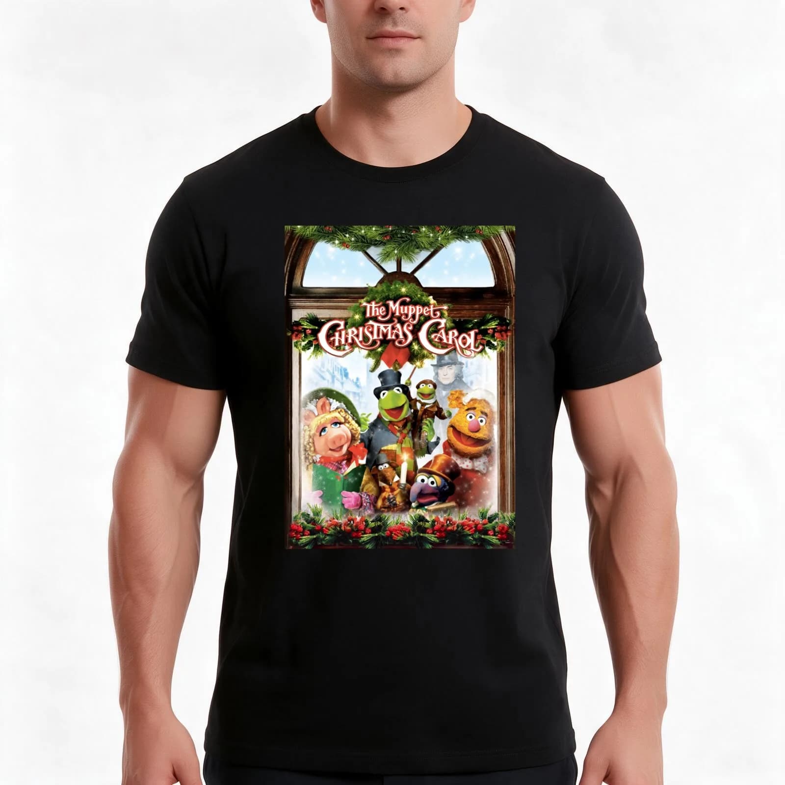 the muppet christmas carol T-Shirt, Summer Casual Cotton Tee, Oversized Streetwear Tops, Vintage Graphic Print, Unisex Men Women