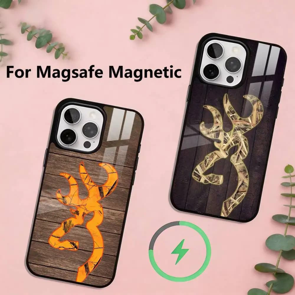 Deer Hunting Camo Phone Case For iPhone17,16,15,14,13,12,11 Plus,Pro Magnetic For Magsafe Wireless Charging