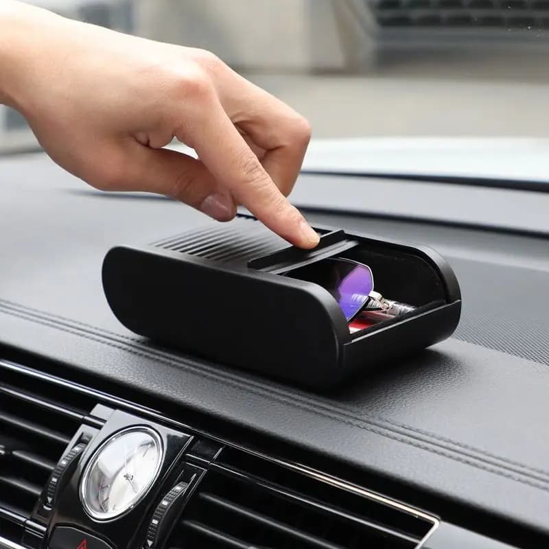 1Pc Universal Car Center Console Storage Box with Lid - Coin Holder & Sunglasses Organizer, Dashboard Accessory