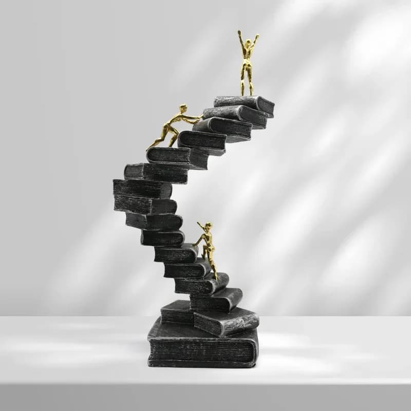 Creative Home Decor Books Stairs Character Figurine Sculptures Living Room Study Desktop Wine Rack Ornaments Resin Crafts Statue