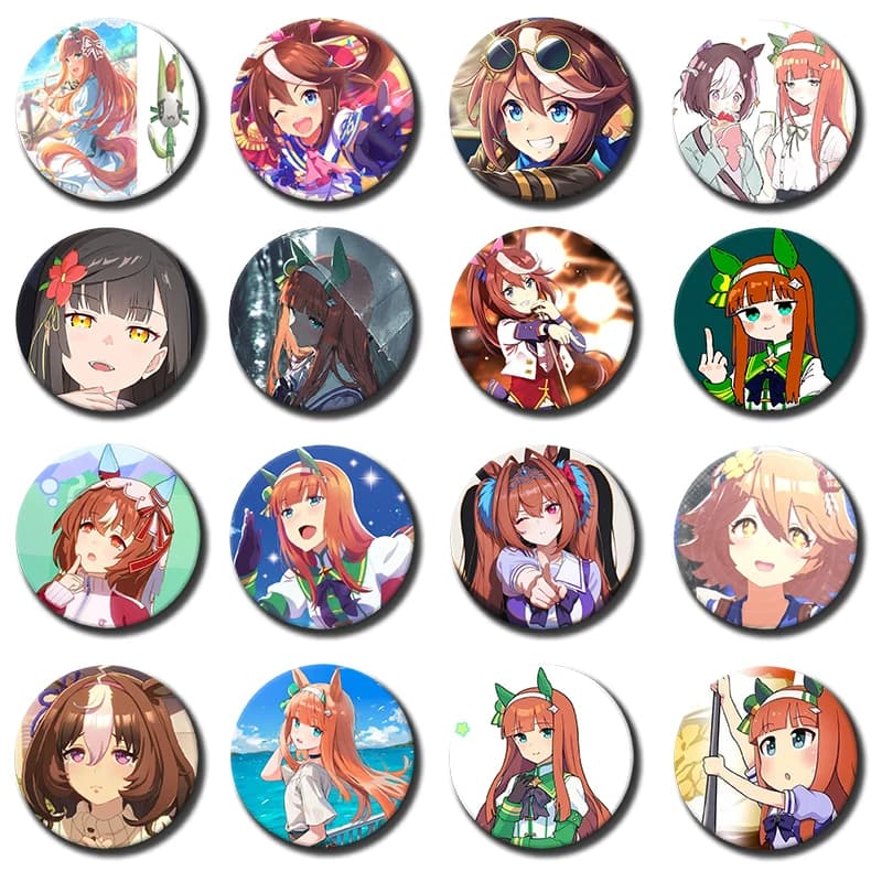 Special Week Silence Suzuka Tokai Teio Vodka Badge Anime Cartoon Brooches Cosplay Cute Enamel Pins for Clothes Accessories Gifts
