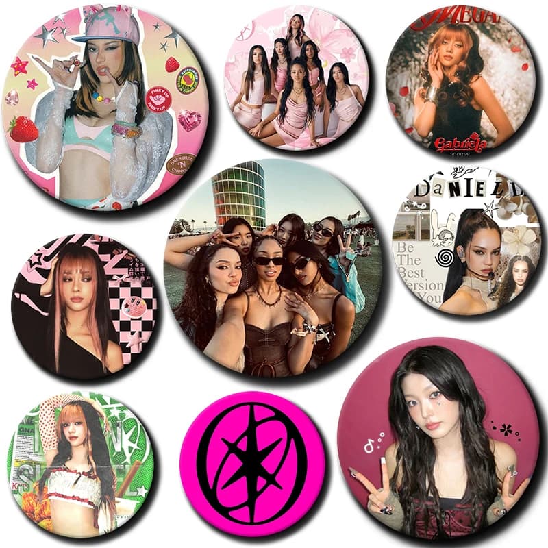 Girl Group Manon Daniela Yoonchae Round Brooch on Backpack Shoes Accessories K-KATSEYE Lapel Pins Jewelry Badge Collectible Gift