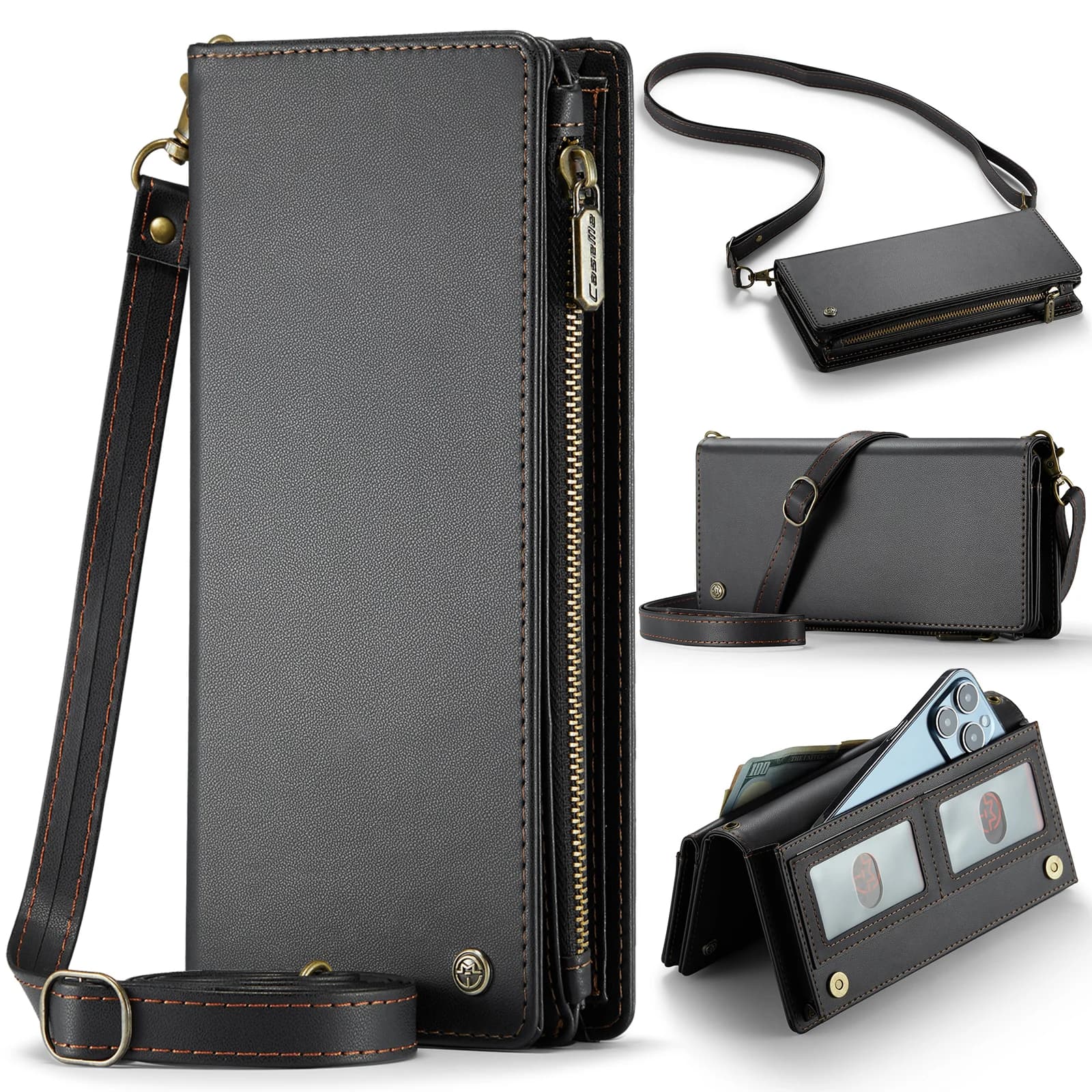 CaseMe Universal Crossbody Wallet Case for iPhone 15 Pro Max S24 Ultra Note 10 OnePlus 12 Mi 14 Redmi Note 13 Pura 70 Pro Plus