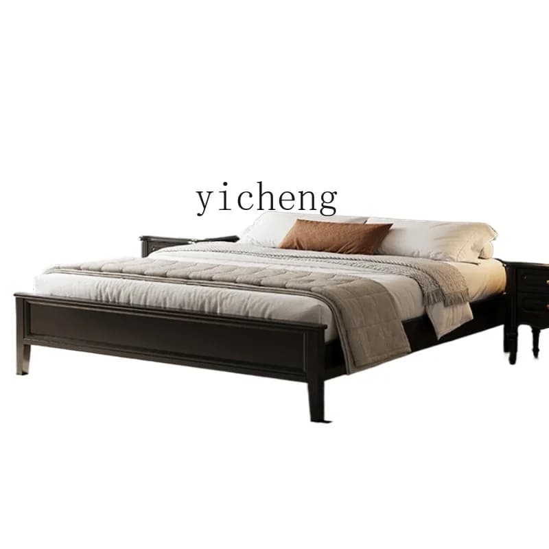 Zc Solid Wood Antique Bed Master Bedroom Double Bed Retro Simple Marriage Bed
