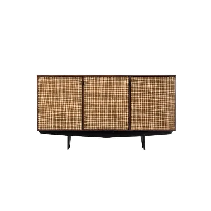 Medieval solid wood dining side cabinet, ancient South American teak rattan storage cabinet, oak and wine cabinet
