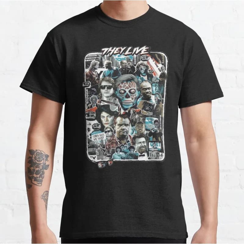 THEY LIVE Retro Horror movie They Live meme vintage consume 80s Alien Graphic T Shirts large size Adult S-6XL