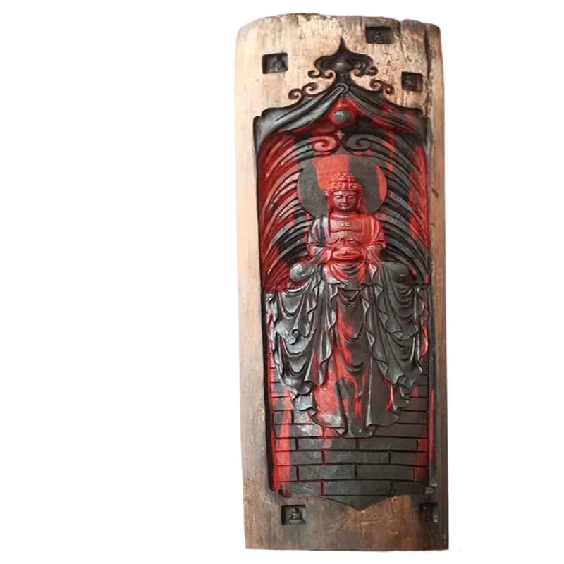 Small leaf red sandalwood old material knife carving Buddha statue weathering nostalgic ornament handicraft