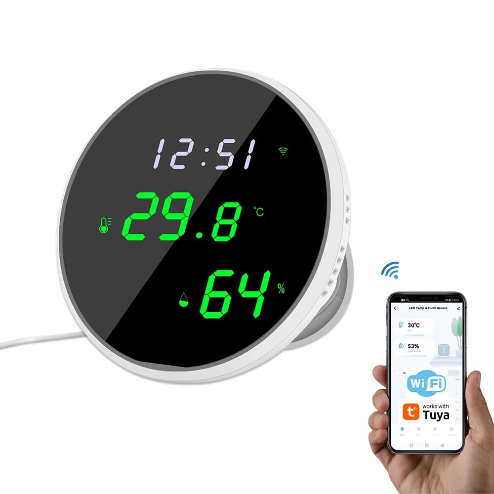 WiFi Temperature Humidity Sensor Smart LCD Display APP Remote Control Thermometer Works