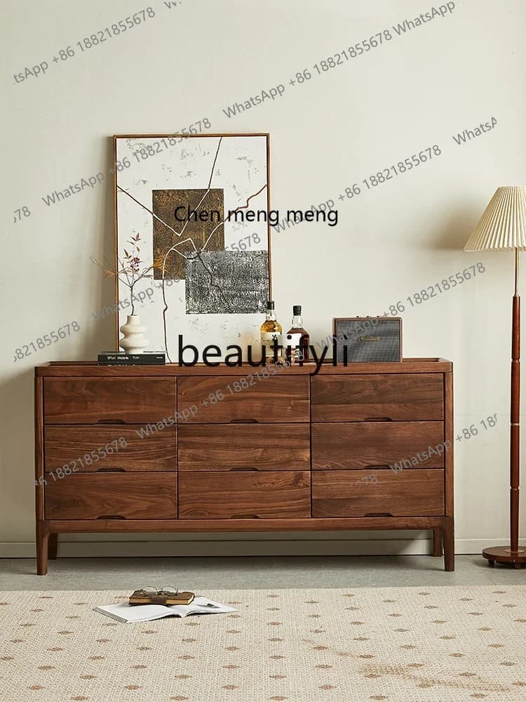M178 North American black walnut nine-chest cabinet Nordic simple solid wood locker Living room storage cabinet