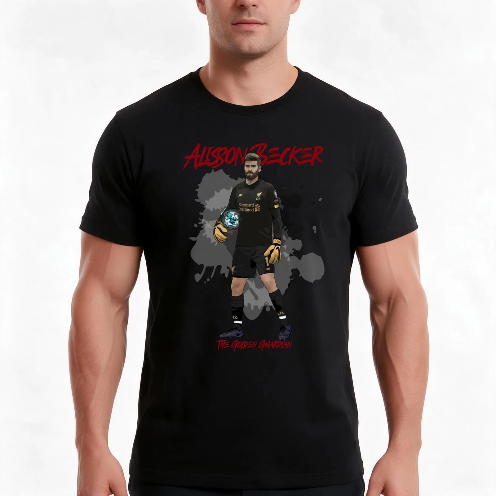 Alisson Becker - The Golden Guardian T-Shirt, Summer Casual Cotton Tee, Oversized Streetwear Tops, Vintage Graphic Print