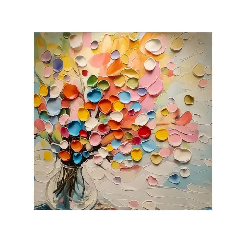 Pure hand-painted oil paintings, three-dimensional flower dining room living room decorative paintings, square high-end