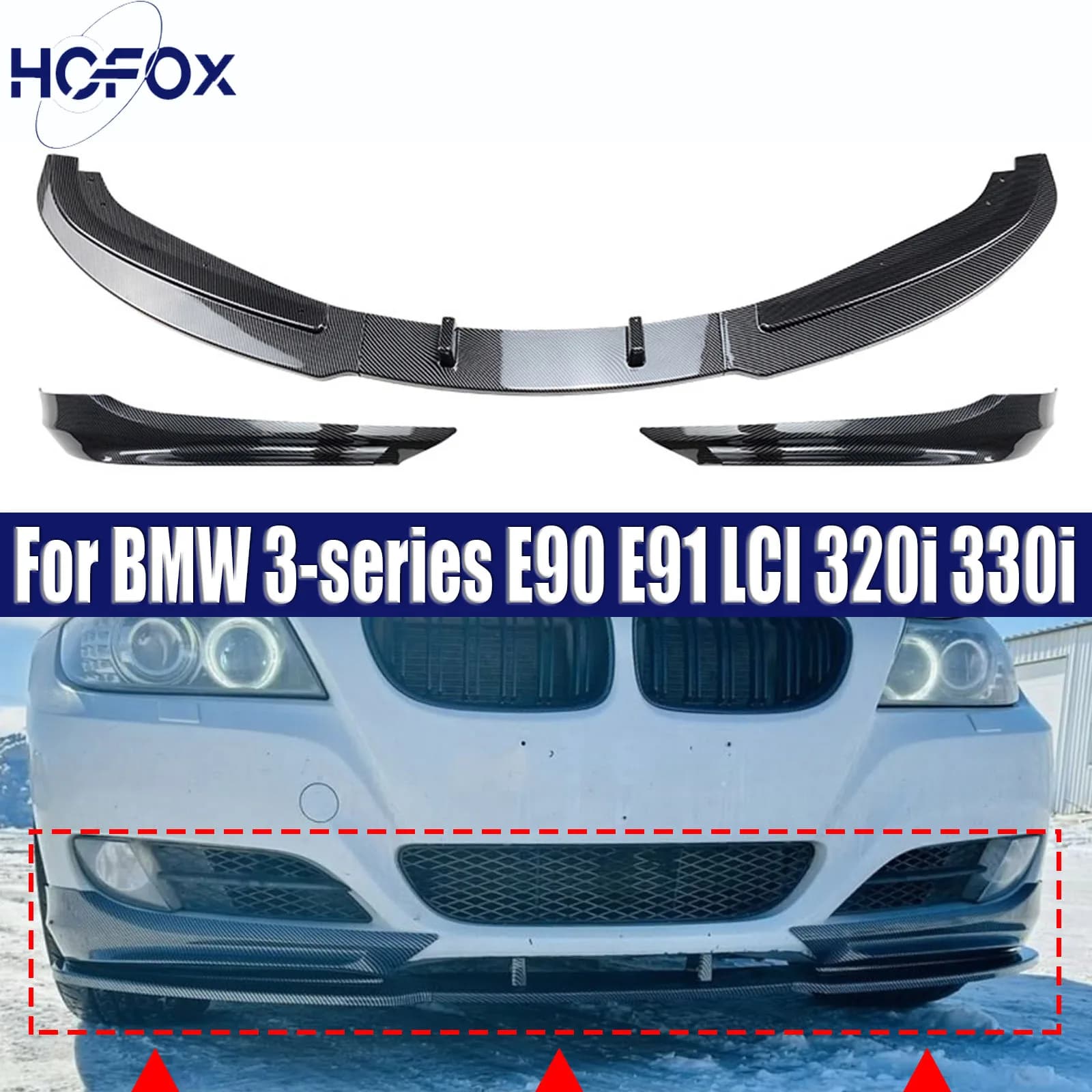 Front Bumper Side Splitter Cover For BMW 3-series E90 E91 LCI 320i 330i 2009-2012  Front Bumper Lip Spoiler Car Diffuser Splitt