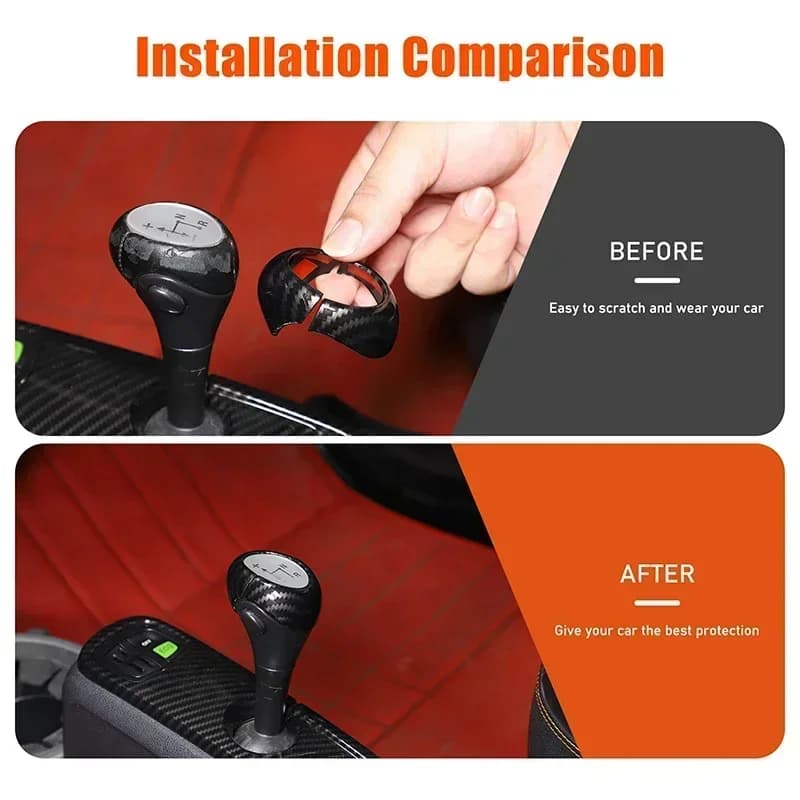 For Mercedes-Benz Smart 451 Fortwo 2009-2015 ABS Carbon Fiber Style Car Shift Knob Protection Cover Sticker Car Accessories