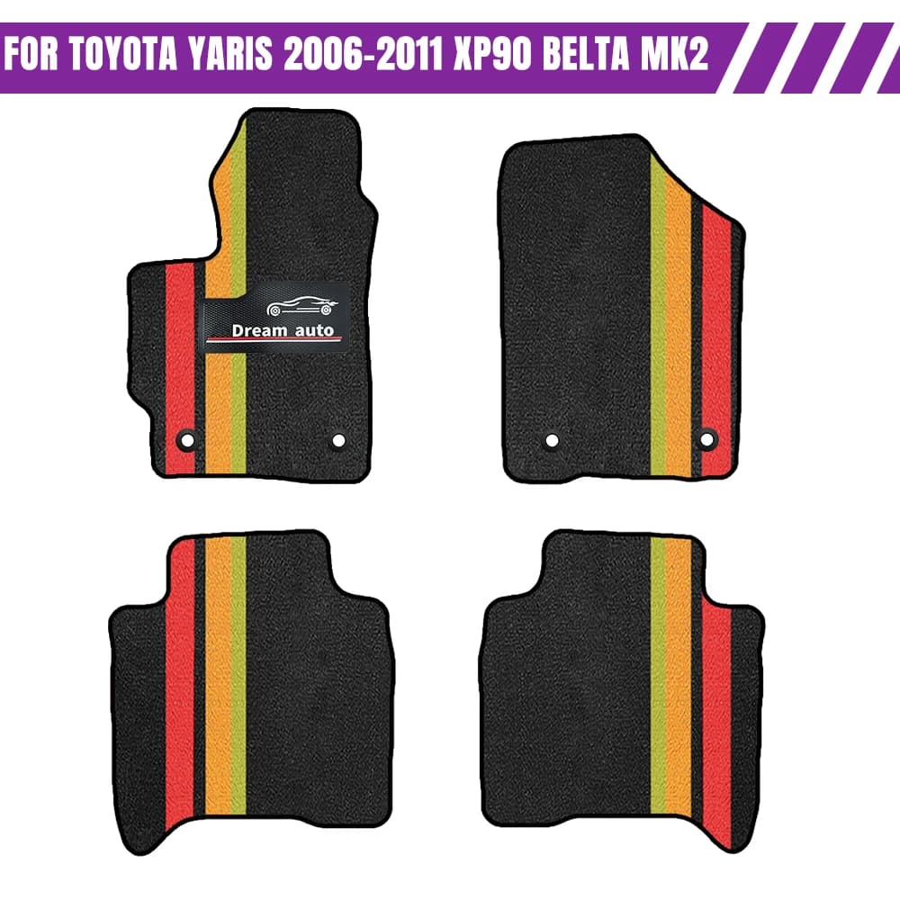 Car Mats With Buttons For Toyota Yaris 2006-2011 XP90 Belta MK2 Waterproof Non-Slip Car-Specific Mats Floor Mats Car Accessories