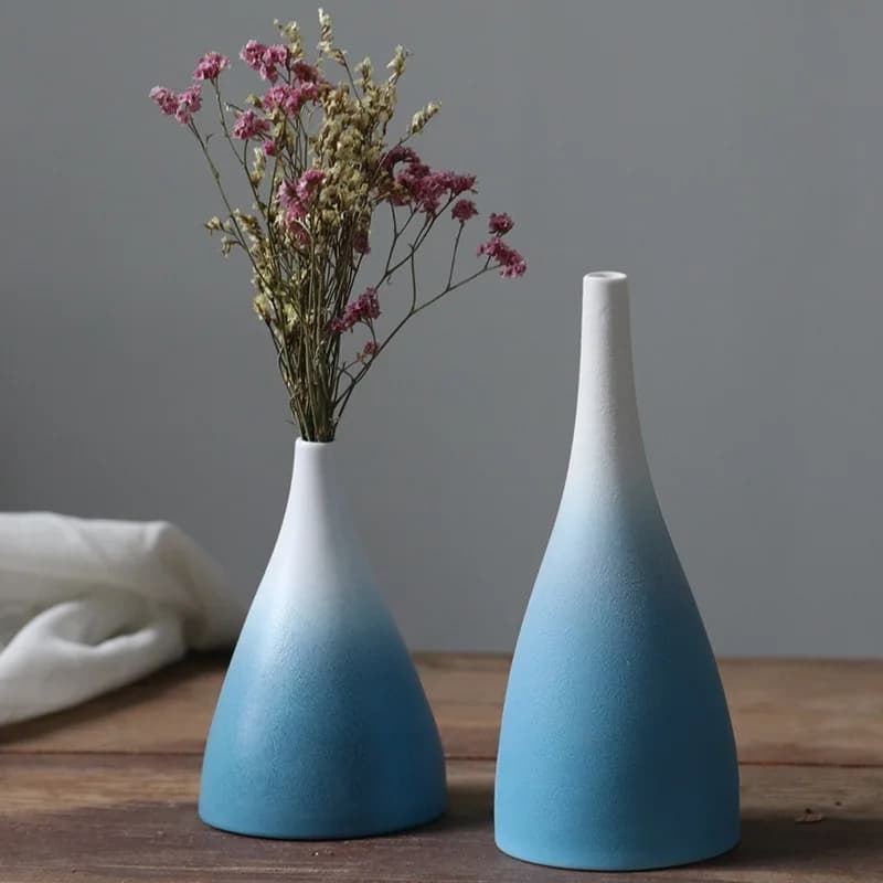 Gradient Tone Ceramic Vase, Modern Small Flower Basin, Home Desktop Decoration Vase, Flower Arrangement