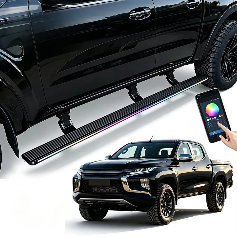 Electric Retractable Side Steps LED Aluminum Running Boards for Mitsubishi Triton IP67 Waterproof Cold Resistant Wholesale
