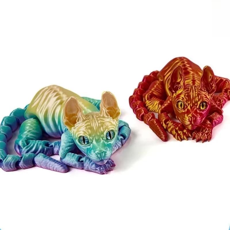 3D Printed Sphynx Cat Animals Toy Realistic Hairless Figurine Articulated Cat Fidget Toy for Cat Lovers Collector Xmas HomeDecor