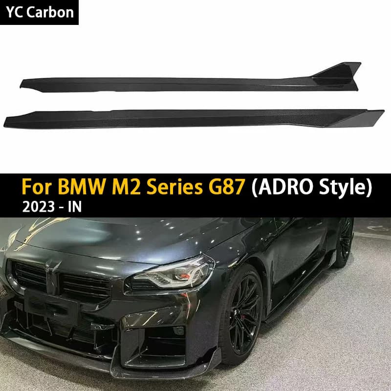 For BMW M2 G87 2022+ Carbon Fiber Side Skirt Side bumper Splitters Side skirts Cupwings Apron Side panel AD Car body kit