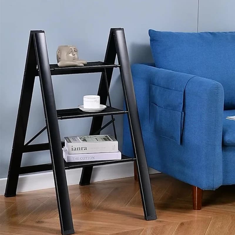 3 Step Folding Ladder Multifunction Aluminum Stairs Portable Non-Slip Herringbone Ladder Used For Storage Organizer And Climbing