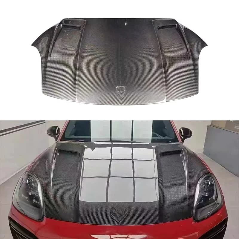 High Quality TKT Style Dry Carbon Fiber Engine Hood for Porsche Cayenne 9Y0 2018-2023 Bonnet Vented Hood Lid Performance