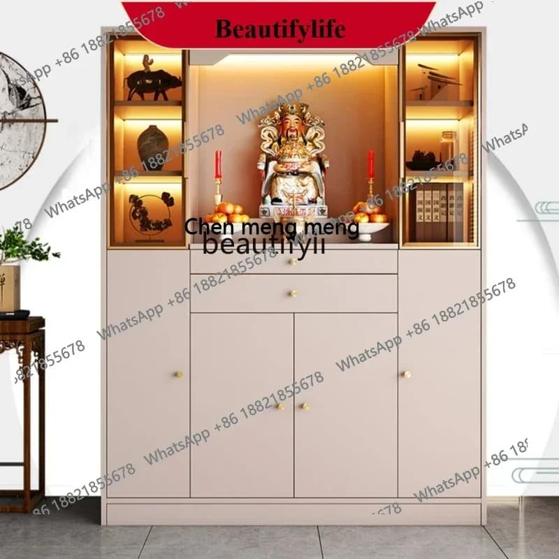 z183  Buddha Niche Modern Light Luxury Small Solid Wood New Chinese Style Buddha Shrine Clothes Closet Buddha Cabinet Altar