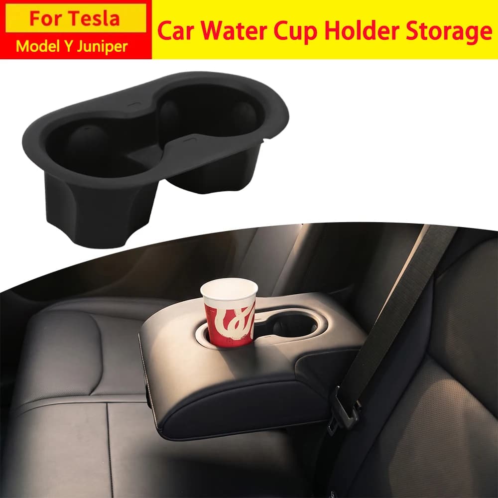 For Tesla Model Y Juniper Water Cup Holder Silicone Cup Holder Central Control Water Cup Holder Anti-slip Shock Pad Accessories