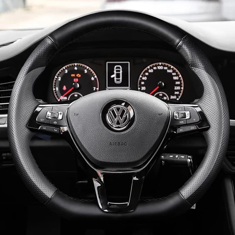 Hand-Stitched Sports style Genuine Leather Steering Wheel Cover For Volkswagen VW Polo jetta Passat B8 Golf 7 Mk7 Auto Interior