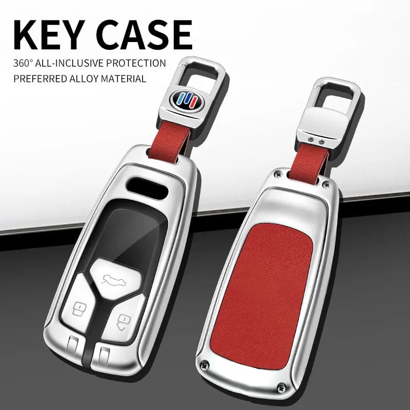 New Alloy Leather Car Key Case Cover Protection Shell for Audi A4 B9 Q5 Q7 TT TTS 8S 2016 2017 Car Key Accessories