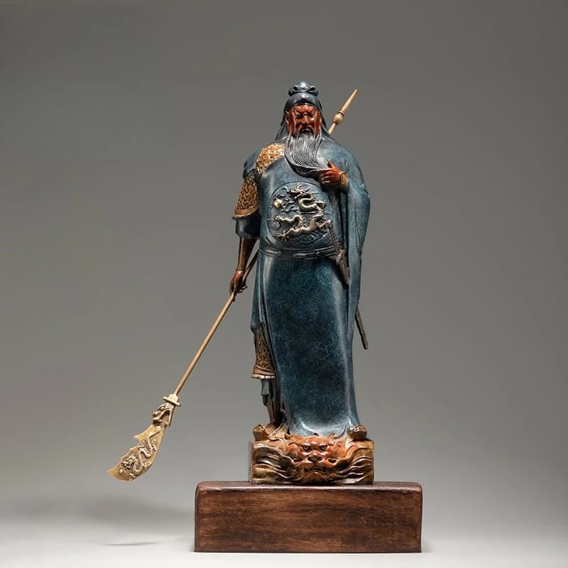 Red face Guan Gong copper ornament copper Buddha statue sculpture Guan Gong Guan Erye temple worshiped statue bronze ornament