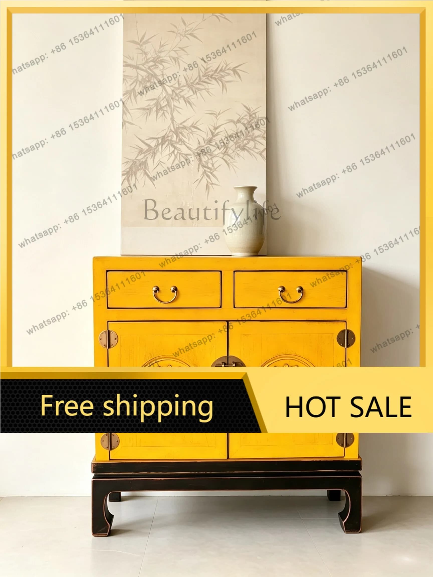 XX. New Chinese style solid wood dining side cabinet multi-functional large-capacity locker