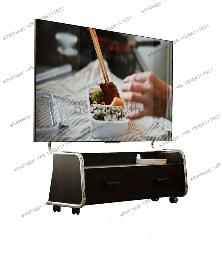 TV cabinet creative movable hanger with wheels  Nordic retro solid wood TV stand, living room home floor
