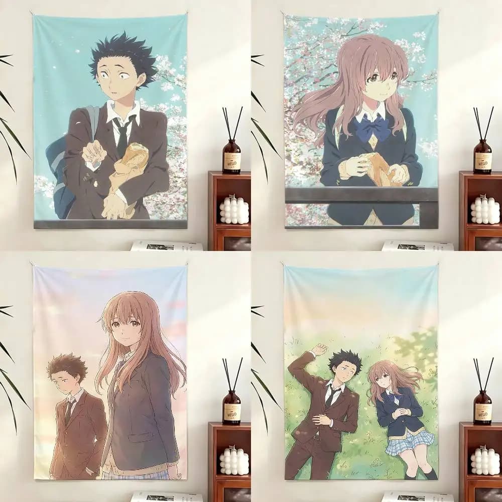 Anime A Silent Voice Flags Wall Hanging Tapestry Outdoor Garage Room Decorative flag Background Blanket