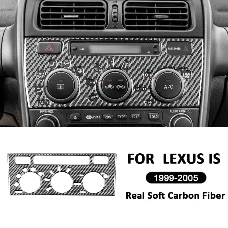 For LEXUS IS 1999-2005 Carbon Fiber Car Center Console Air Conditioning Control Panel Adjustment knob Button Frame Trim Sticker