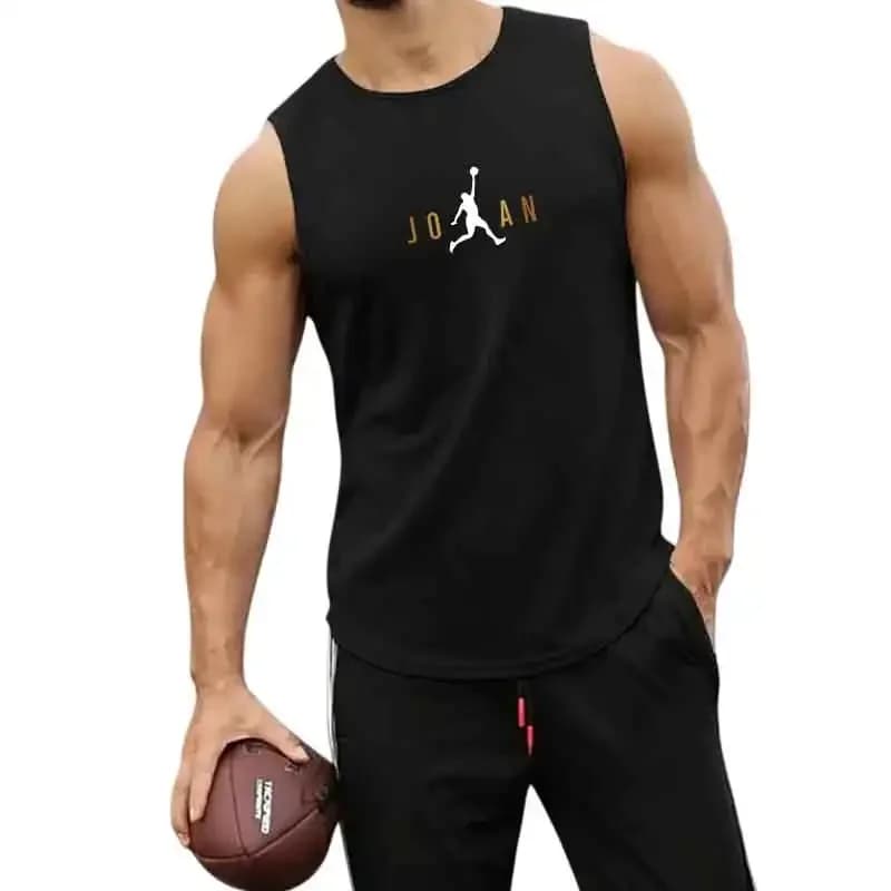 Summer Breathable Workout Muscle Singlets Gym Fitness Bodybuilding Running Tank Tops Loose Cotton Sleeveless Mens Sport T-shirts