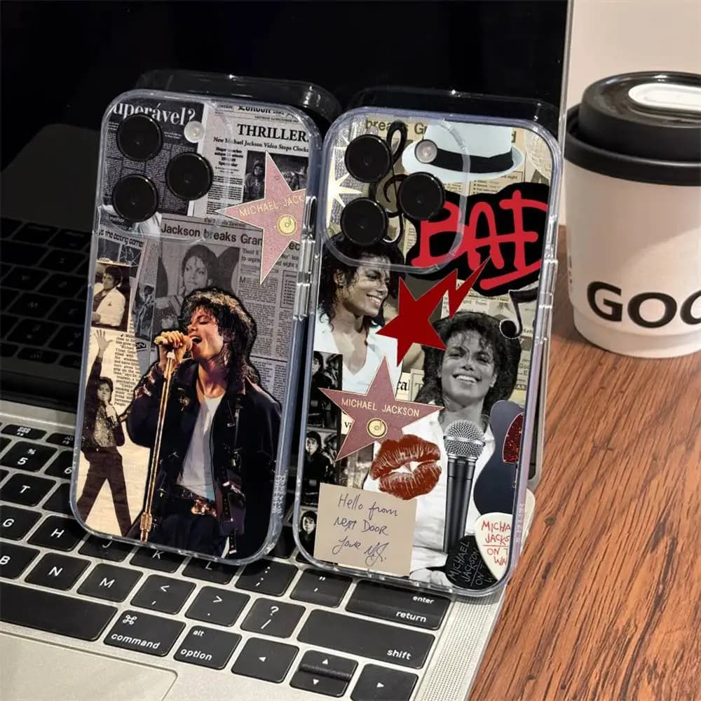 Michael Jackson Phone Case For iPhone 17 16 15 14 13 11 12 Pro Max Mini Plus Shockproof Transparent Soft TPU