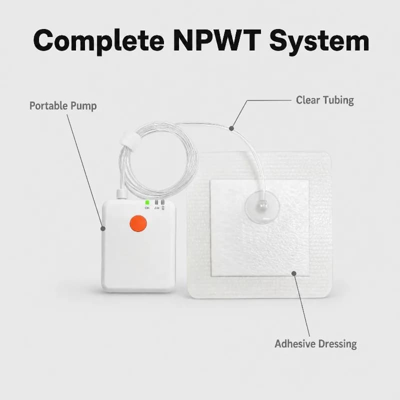 Negative Pressure Wound Therapy System NPWT Portable Pump with Sterile Dressing Refills Medical Wound Care Kit
