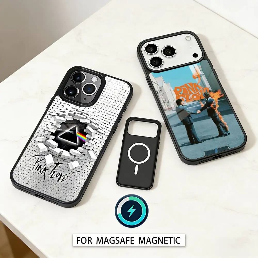 P-Pink Band F-Floyd Phone Case Magnetic For iPhone17 16 15 14 13 12 Pro Max For Magsafe Wireless Charging Cover