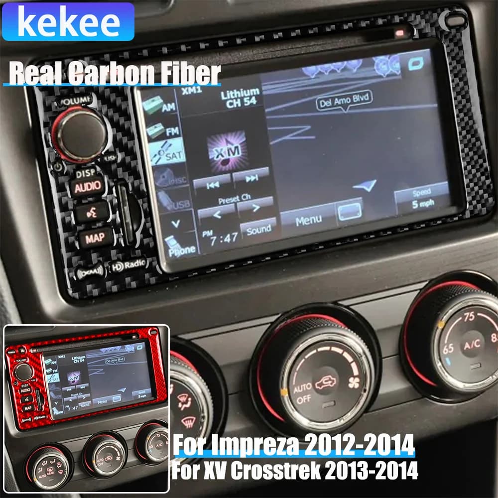 Real Carbon Fiber Car Accessories Center Console Screen Cover Soft Sticker For Subaru Impreza 2012-2014 XV Crosstrek 2013-2014