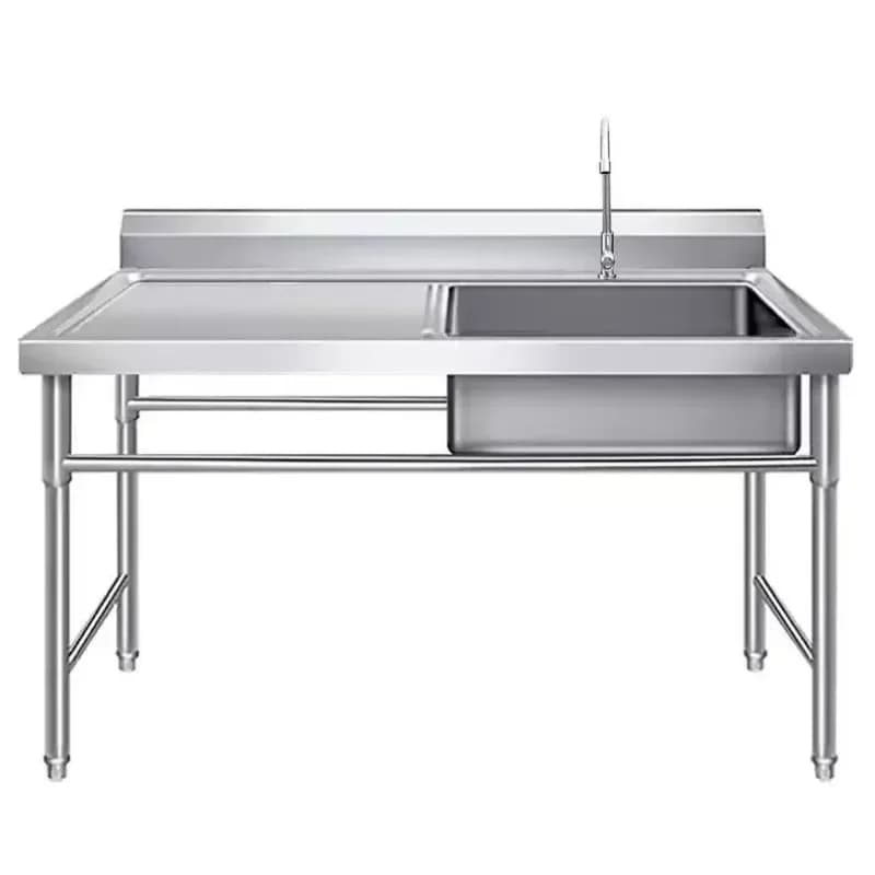 Stainless steel platform drain pool, kitchen single and double water disinfection pool with bracket