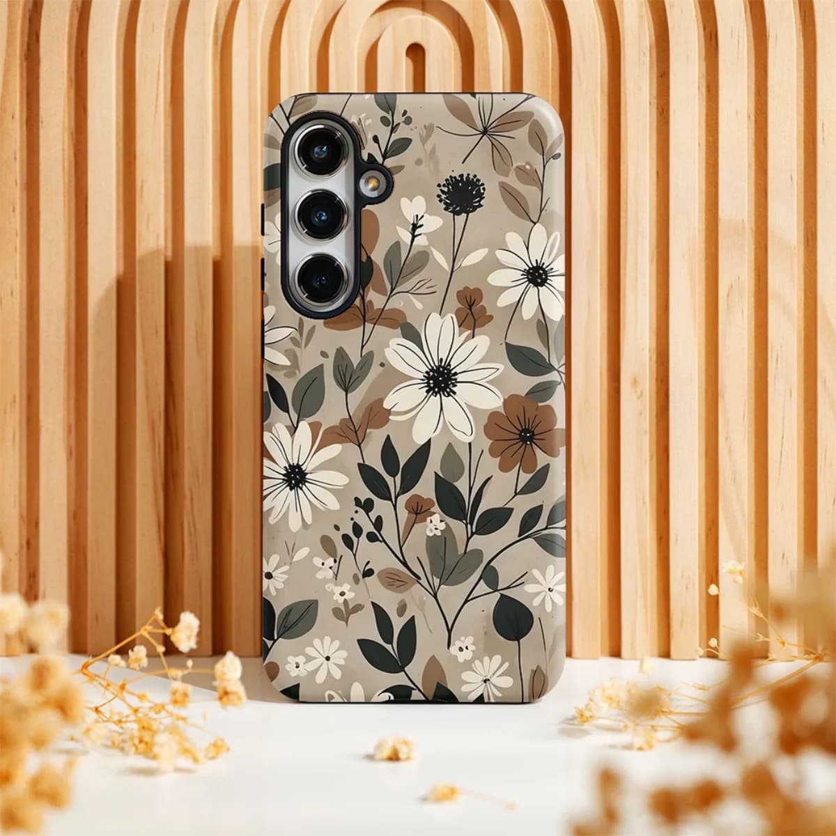 Bohemian floral pattern 2-in-1 membrane shell for S26 S25 S24 Ultra S22 S20 FE S21 Plus 5G Plus S22Ultra Cover