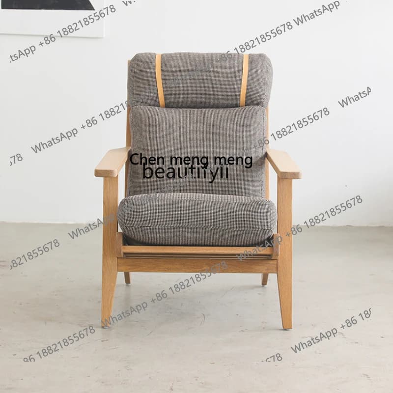 Modern Italian Minimalist Single Sofa Living Room Leisure Recliner Couch French Retro Silent Chair
