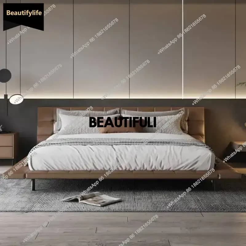 D80 Low Profile Elegant Bed Double Platform European Modern Bedroom Bases Bed Lit Pliable Nightstands Cama Matrimonio Furniture
