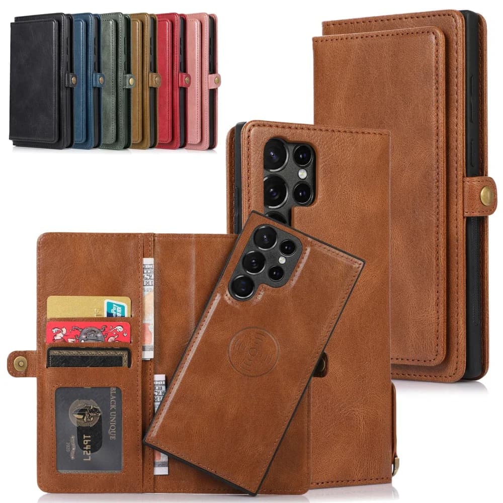 Detachable 2 in 1 Magnetic Flip Wallet Card Case Phone Cover for Samsung Galaxy S22 S23 S24 S25 A32 A52 A13 A33 A53 A14 A54 A73