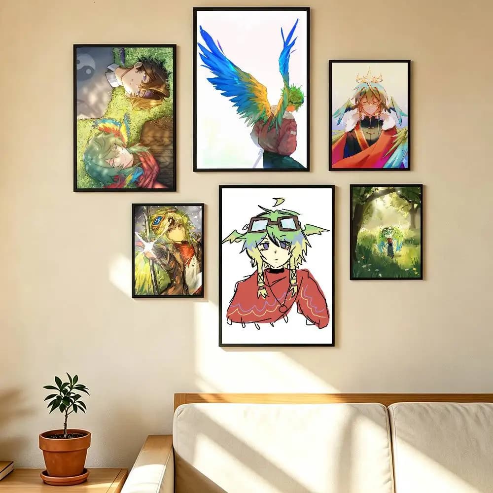Parrotx2  Poster High Quality Dorm Living Room Aesthetic Wall Decoration Painting Stickers Gift
