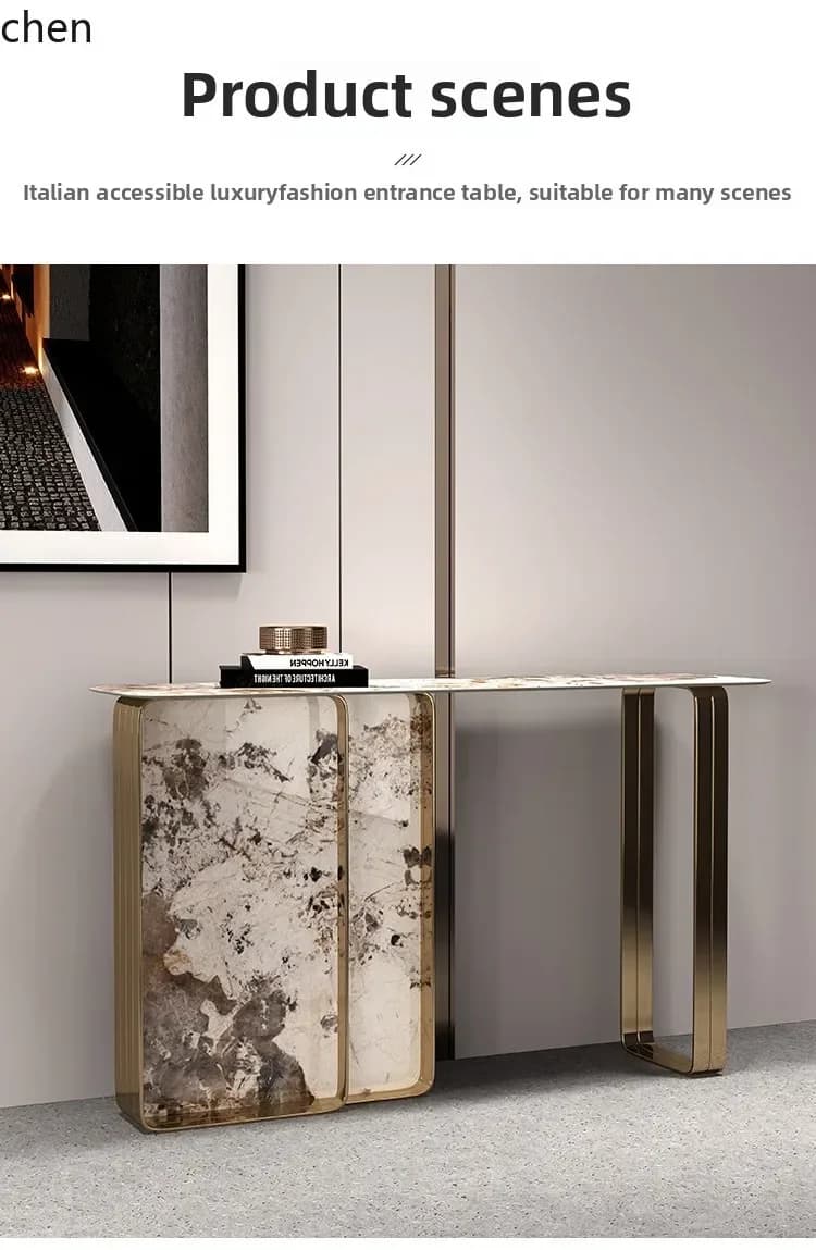 DSAlight luxury entrance case simple living room end view table against the wall stainless steel entrance entrance table
